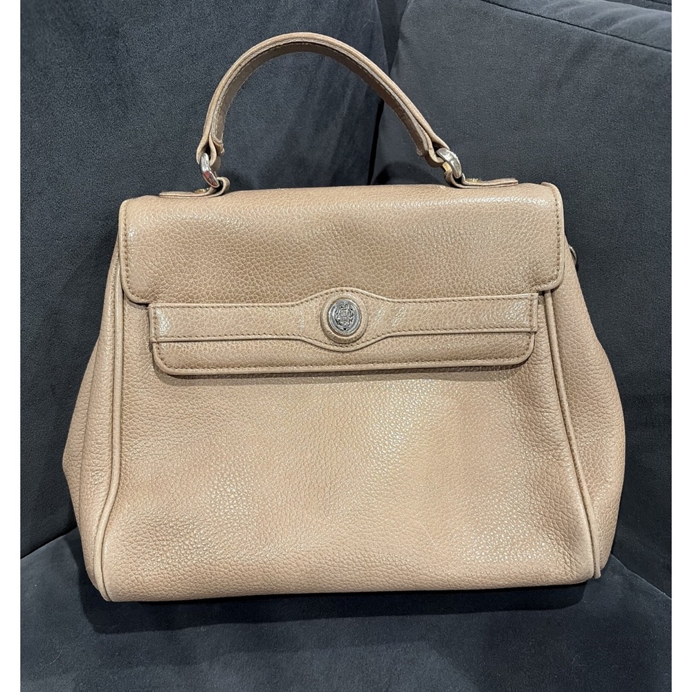 Vintage Liz Claiborne Beige pebbled leather top-handle satchel 90's Classic